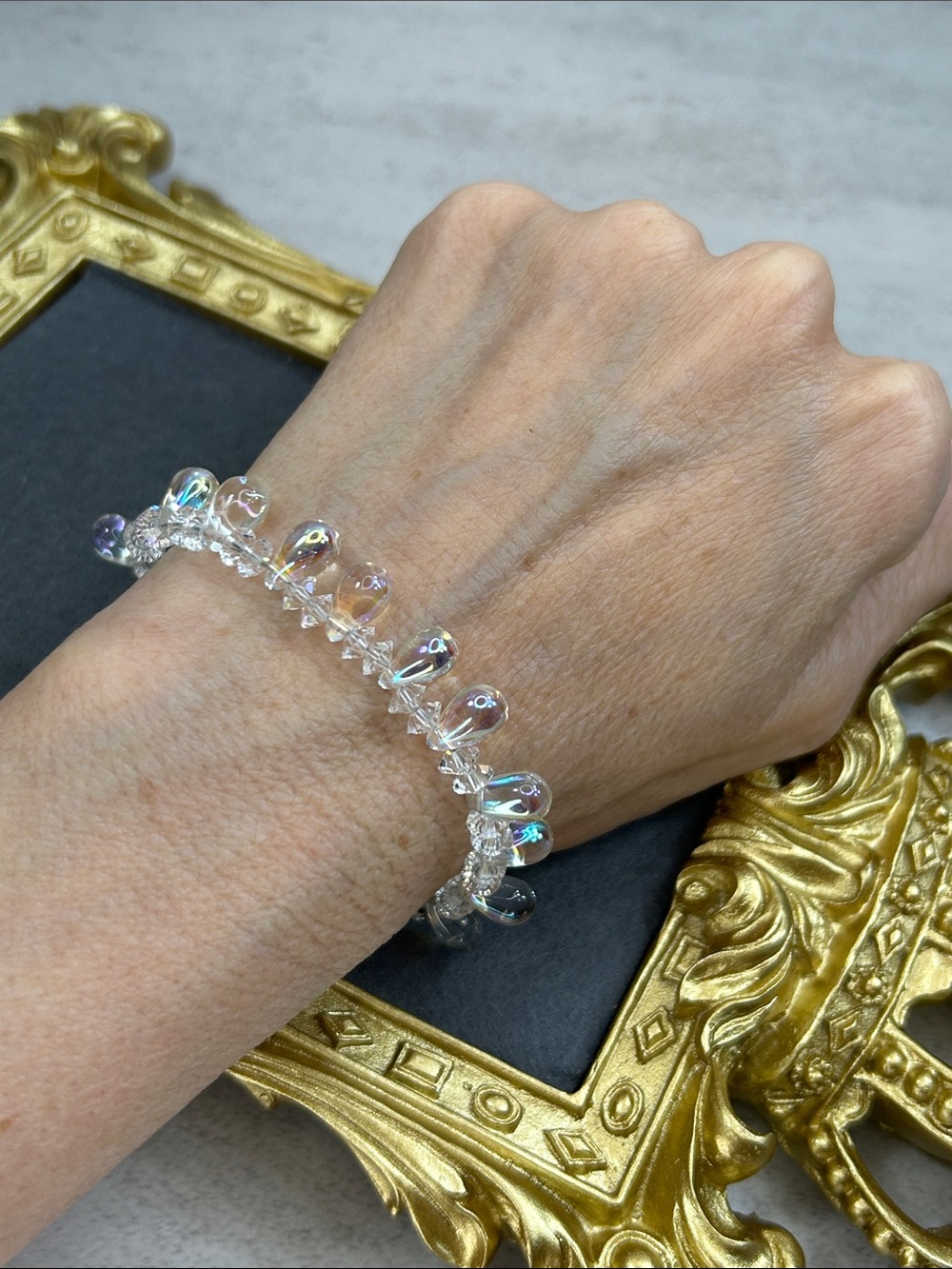 Iridiscent Crystal Teardrop 925 Sterling Bracelet - Women Jewelry - Picture 6 of 7